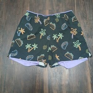 Chubbies Black Shorts with Colorful Tropical Taco Print